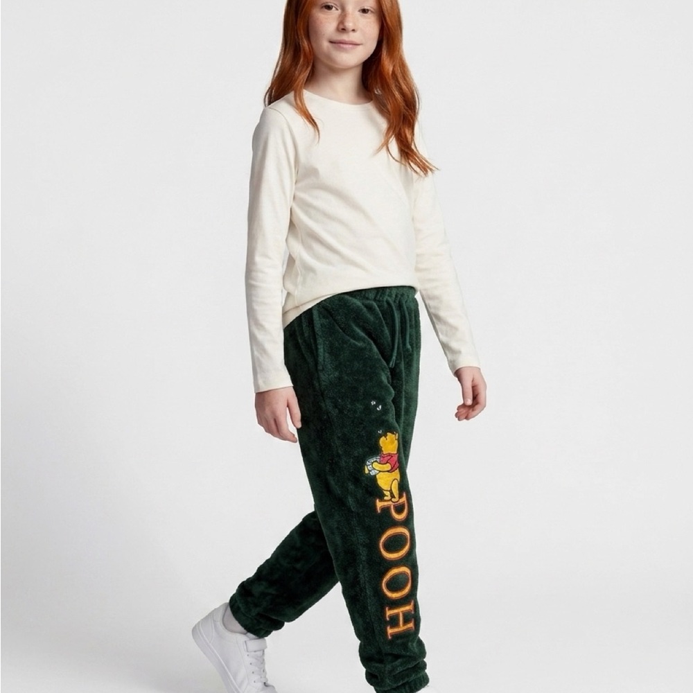 Plush Disney Winnie the Pooh joggers sweatpants Dark Green